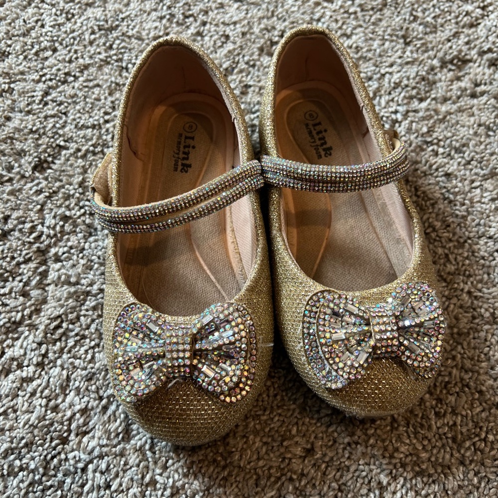Link Toddler Girl Glittery Gold Flats